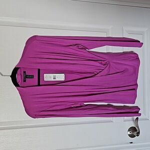 LAUREN Ralph Lauren Faux Wrap Long Sleeve Top in ORCHID SIZE XL